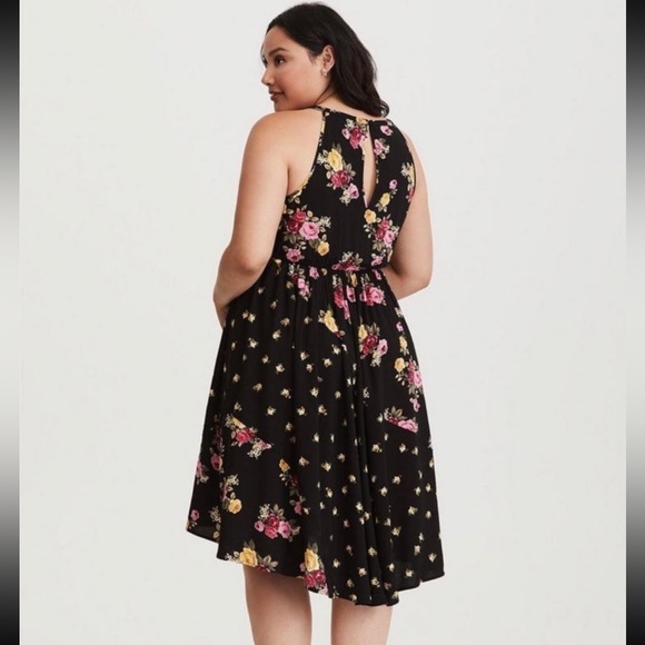 Torrid Floral Midi High Neck Dress Size 0 - Picture 2 of 6